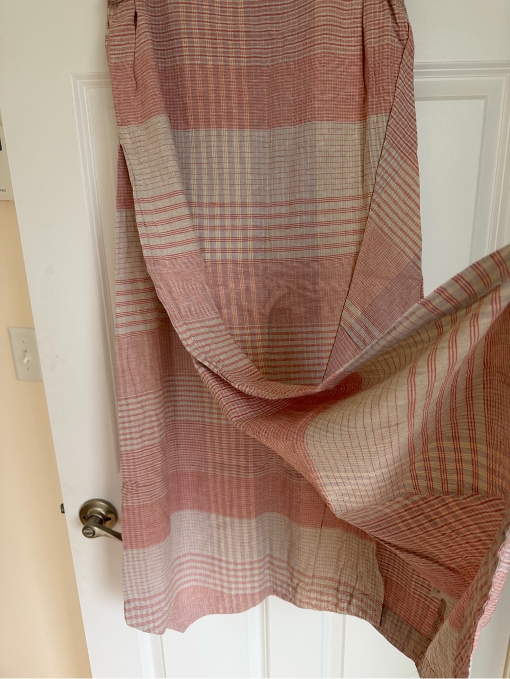 J. Jill Pink and Cream Plaid Sleeveless Midi Dress linen bland - Picture 7 of 10